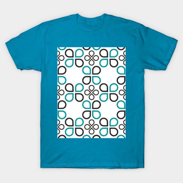 Mid Century Modern Minimal Simplistic Blue Lotus Simple Black White T-Shirt by Shayna